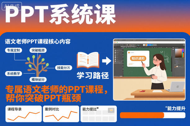 PPT系统课,专属语文老师的PPT课程,帮你突破PPT瓶颈-极客网创