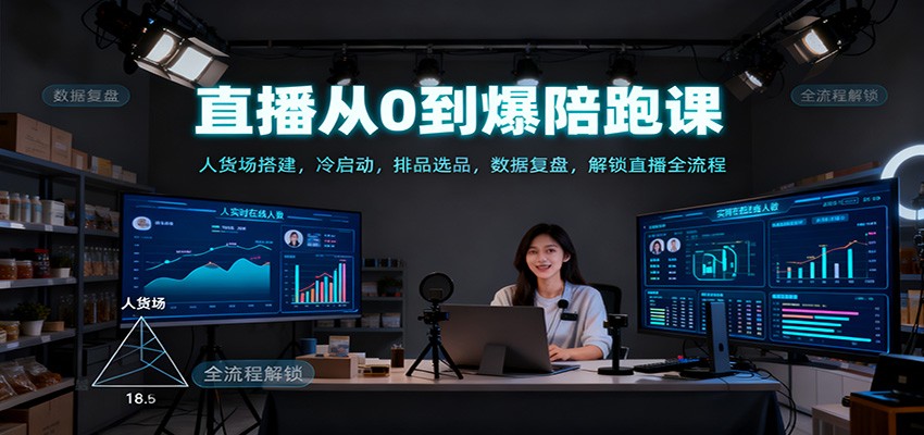 直播从0到爆陪跑课:人货场搭建,冷启动,排品选品,数据复盘,解锁直播全流程-极客网创