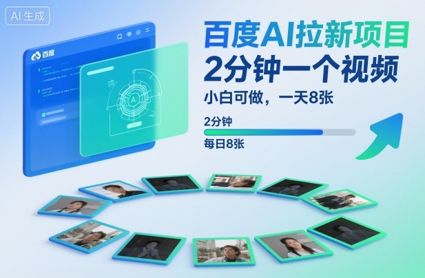 百度AI拉新项目，2分钟一个视频，小白可做，一天8张【附案例+保姆级教程】-极客网创