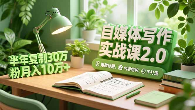 自媒体写作实战课2.0，爆款标题、内容结构、IP打造，半年复制30万粉月入10万+-极客网创