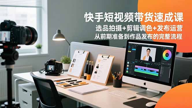 快手短视频带货速成课，选品拍摄+剪辑调色+发布运营，从前期准备到作品发布的完整流程-极客网创