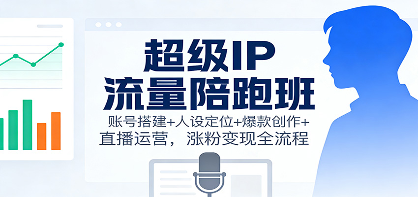 超级IP流量陪跑班：账号搭建+人设定位+爆款创作+直播运营，涨粉变现全流程-极客网创