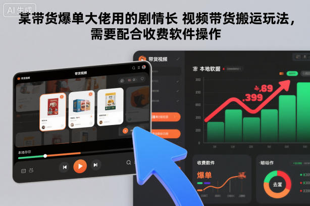 某带货爆单大佬用的剧情长视频带货搬运玩法，需要配合收费软件操作-极客网创