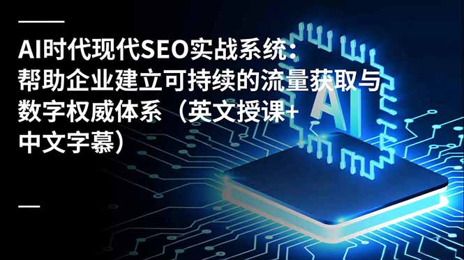 AI时代现代SEO实战系统：帮助企业建立可持续的流量获取与数字权威体系(英文授课+中文字幕-极客网创