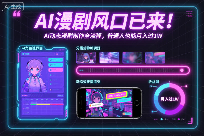 AI漫剧风口已来！AI动态漫剧创作全流程，普通人也能月入过1W-极客网创