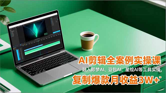 AI剪辑全案例实操课，融入即梦AI、豆包AI、星绘AI等工具实操，复制爆款月收益3W+-极客网创