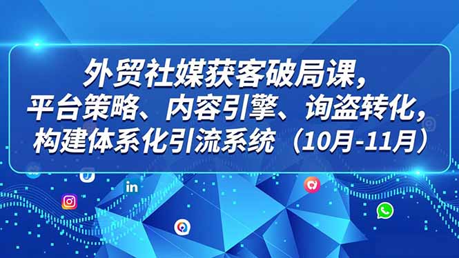外贸 社媒获客破局课，平台策略、内容引擎、询盘转化，构建体系化引流系统(10月-11月-极客网创
