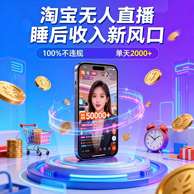 淘宝无人直播，不违规不封号，直播100小时卖了5万，年底旺季！-极客网创
