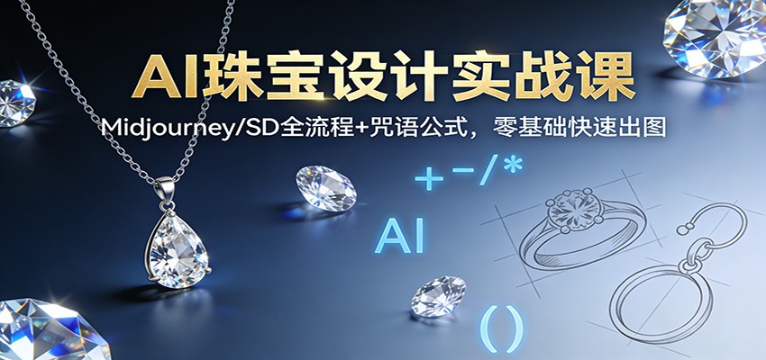 AI珠宝设计实战课：Midjourney/SD全流程+咒语公式，零基础快速出图-极客网创