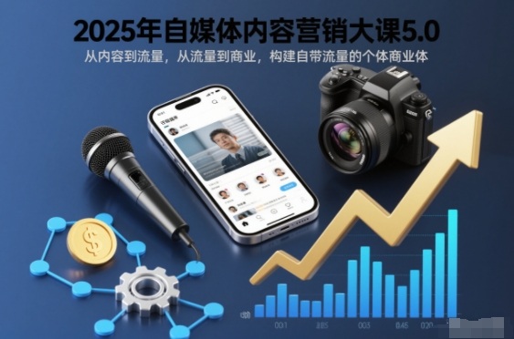 2025年自媒体内容营销大课5.0，从内容到流量，从流量到商业，构建自带流量的个体商业体-极客网创