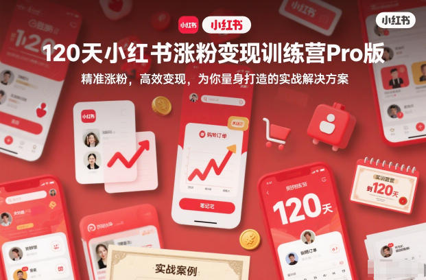 120天小红书涨粉变现训练营Pro版，​精准涨粉，高效变现​，为你量身打造的实战解决方案-极客网创