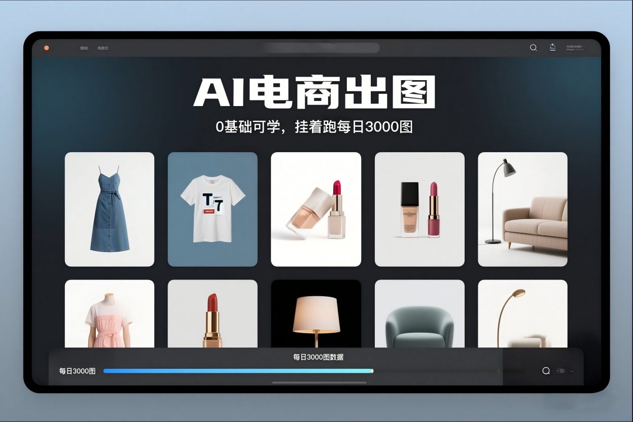 AI电商出图，0基础可学，挂着跑每日3000图-极客网创