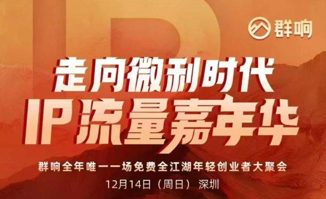 2025ip嘉年华万人12月14深圳线下课，走向微利时代，IP流量嘉年华，实操性极强的商业干货课-极客网创