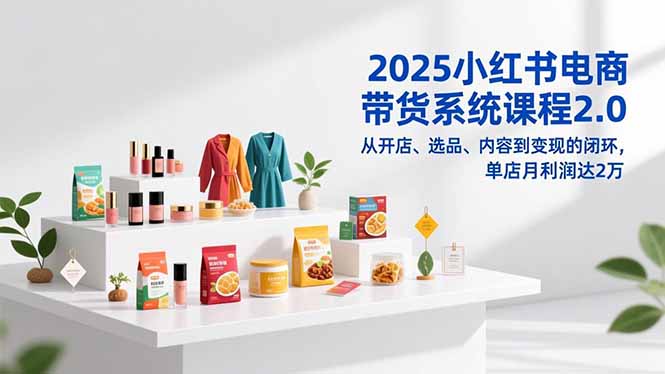 2025小红书电商带货系统课程2.0，从开店、选品、内容到变现的闭环，单店月利润达2万-极客网创