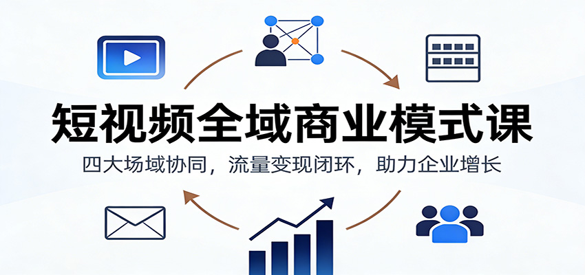短视频全域商业模式课：四大场域协同，流量变现闭环，助力企业增长-极客网创