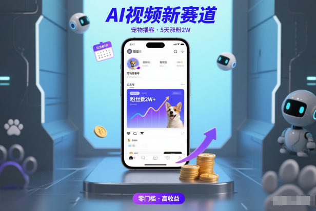 AI视频新赛道，宠物播客仅注册5天涨粉2W，收益非常可观-极客网创