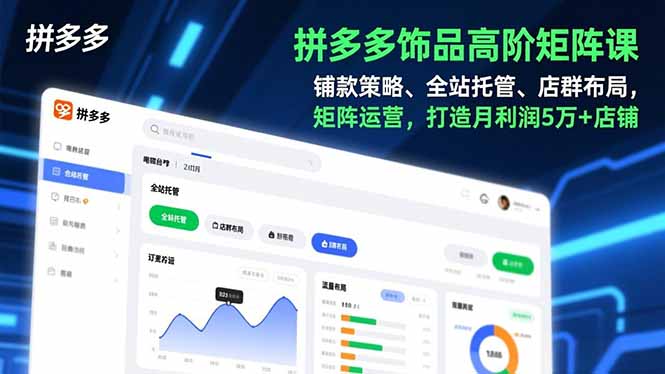 拼多多饰品高阶矩阵课，铺款策略、全站托管、店群布局，矩阵运营，打造月利润5万+店铺-极客网创