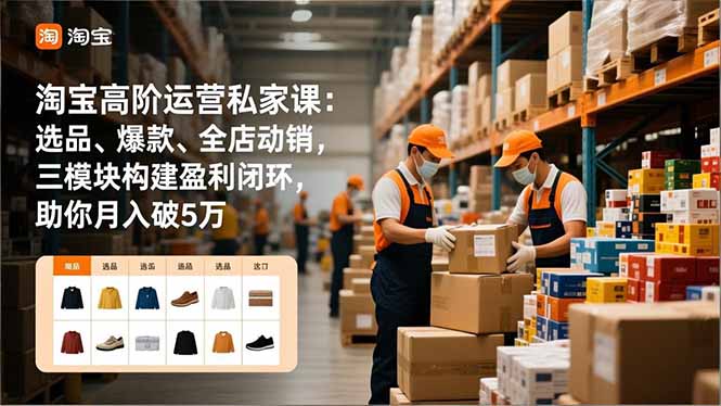 淘宝高阶运营私家课：选品、爆款、全店动销，三模块构建盈利闭环，助你月入破5万(更新12月-极客网创