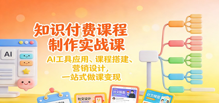 知识付费课程制作实战课：AI工具应用 、课程搭建、营销设计，一站式做课变现-极客网创