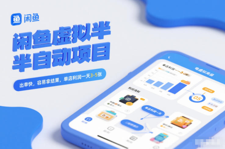闲鱼虚拟半自动项目，出单快，容易拿结果，单店利润一天3-5张-极客网创