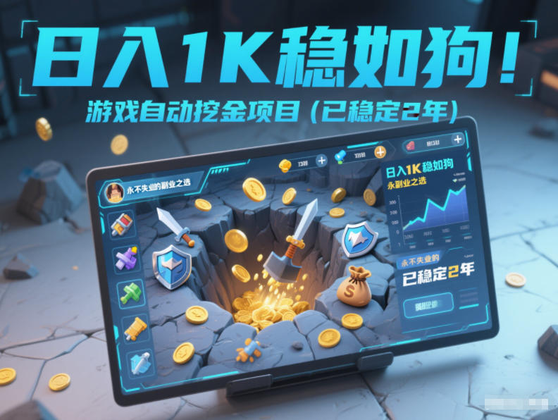 日入1K稳如狗！游戏自动挖金项目(已稳定2年)，永不失业的副业之选【揭秘】-极客网创