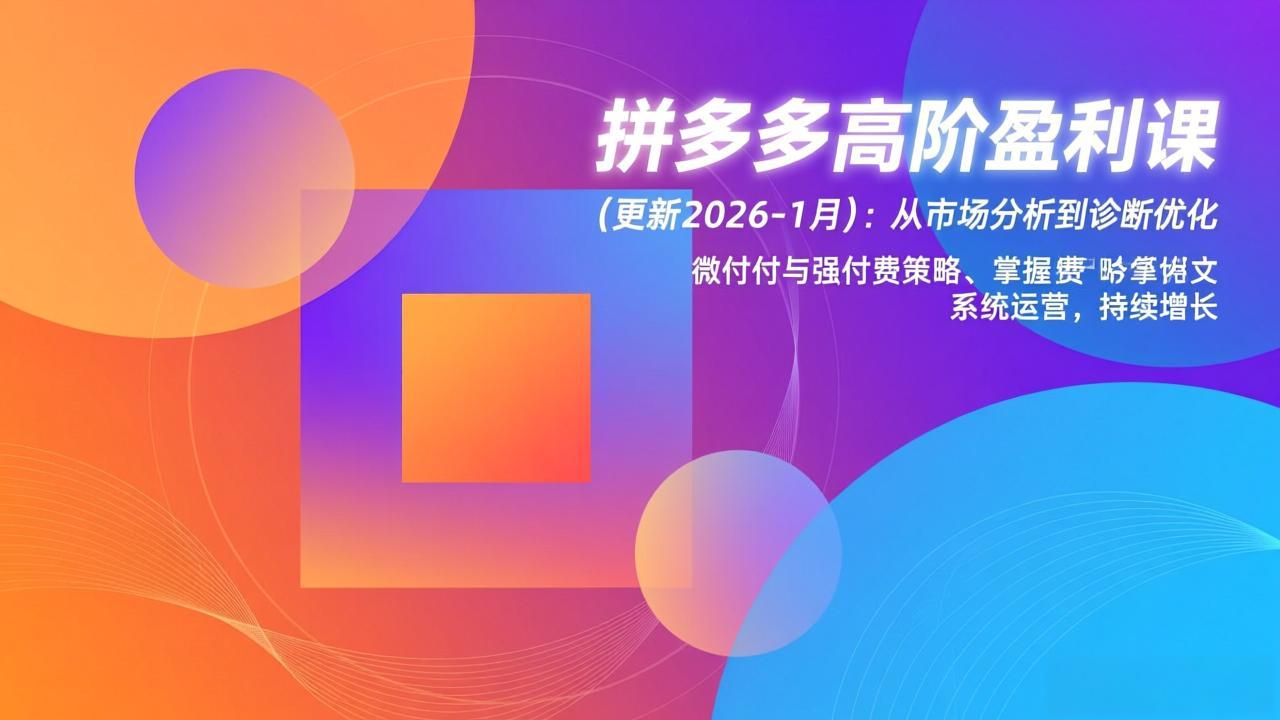 拼多多高阶盈利课(更新2026-1月-极客网创