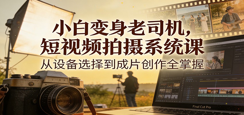 小白变身老司机，短视频拍摄系统课，从设备选择到成片创作全掌握-极客网创