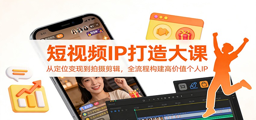 短视频IP打造大课：从定位变现到拍摄剪辑，全流程构建高价值个人IP-极客网创