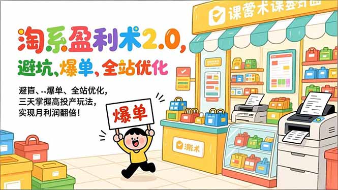 淘系盈利术2.0，避坑、爆单、全站优化，三天掌握高投产玩法，实现月利润翻倍！-极客网创