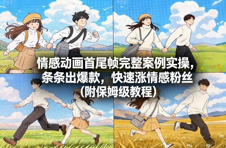情感动画首尾帧完整案例实操，条条出爆款，快速涨情感粉丝(附保姆级教程)-极客网创