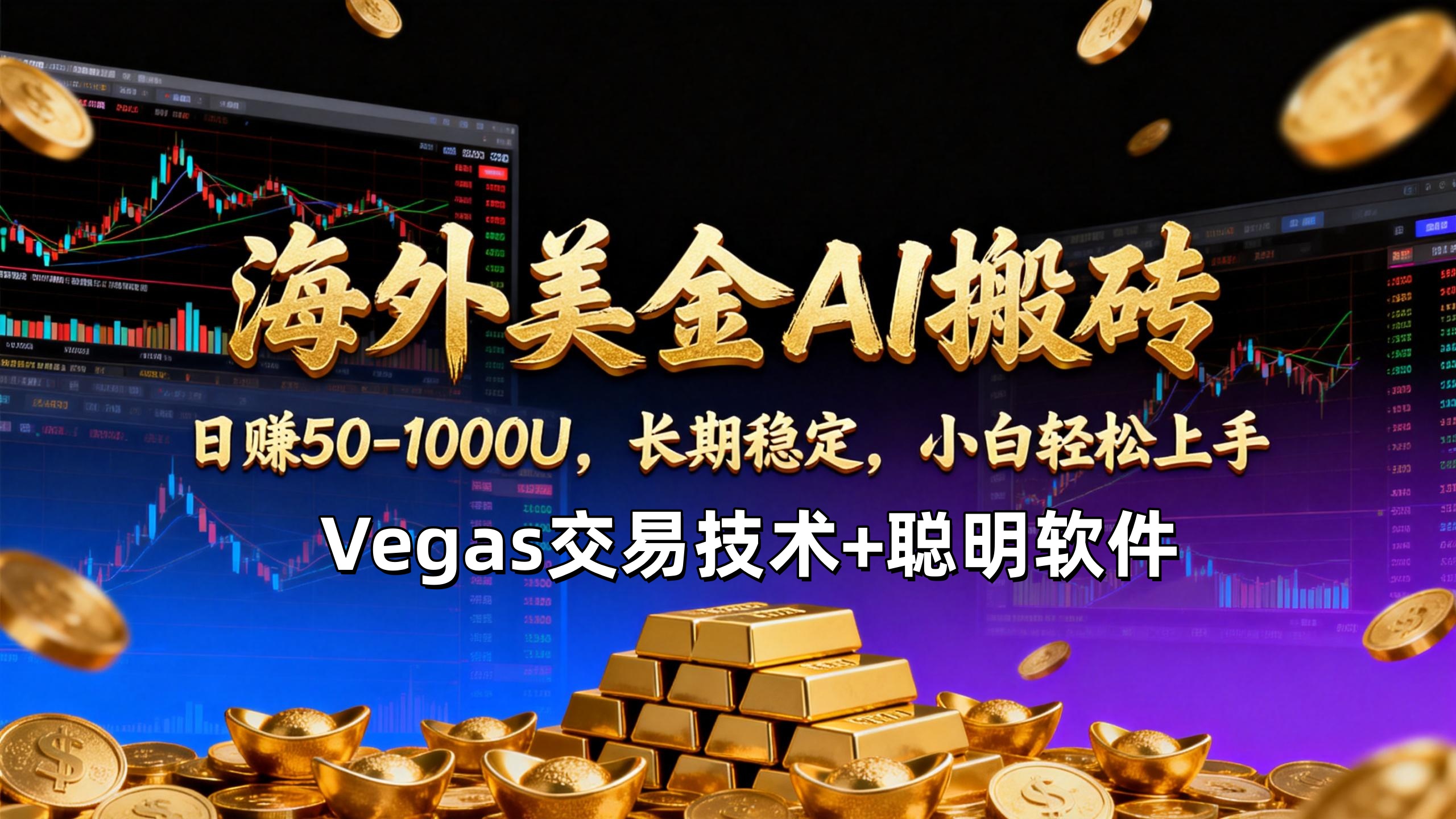 【海外美金AI搬砖】Vegas交易技术+聪明软件，日赚50-1000U，长期稳定，小白轻松上手。-极客网创