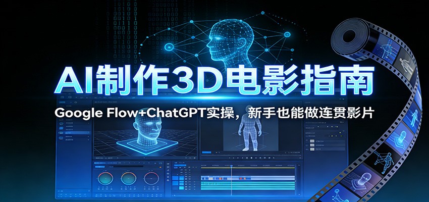 AI制作3D电影指南：Google Flow+ChatGPT实操，新手也能做连贯影片-极客网创