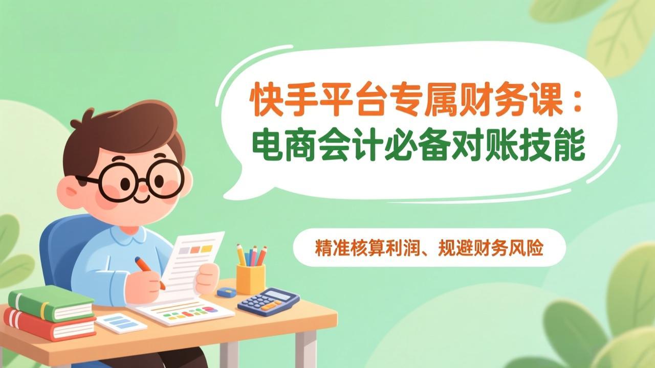 快手平台专属财务课：电商会计必备对账技能，精准核算利润、规避财务风险-极客网创