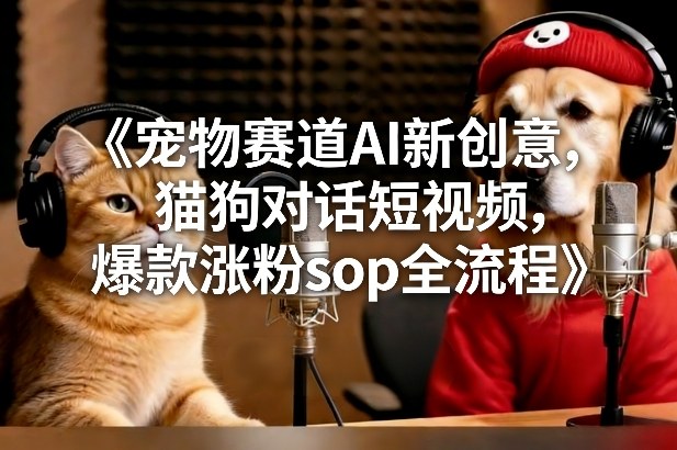 宠物赛道AI新创意，猫狗对话短视频，爆款涨粉sop全流程-极客网创