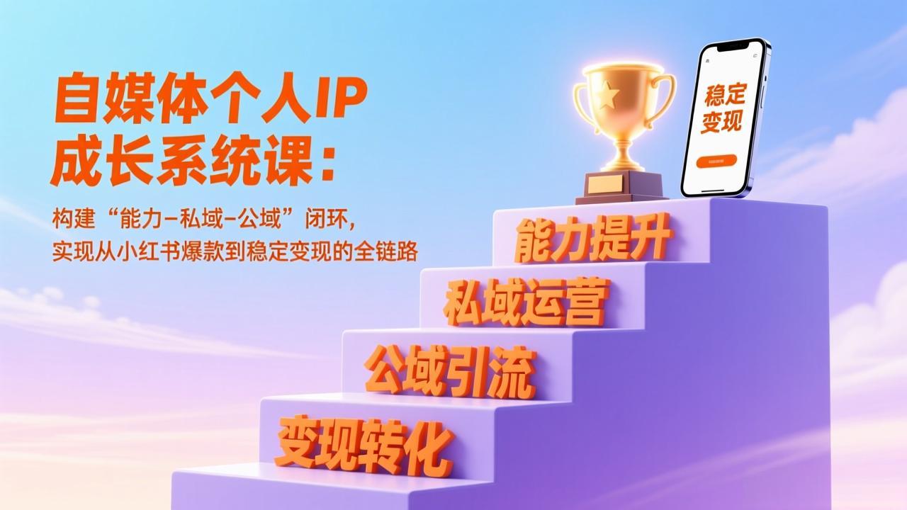 自媒体个人IP成长系统课：构建“能力-私域-公域”闭环，实现从小红书爆款到稳定变现的全链路-极客网创