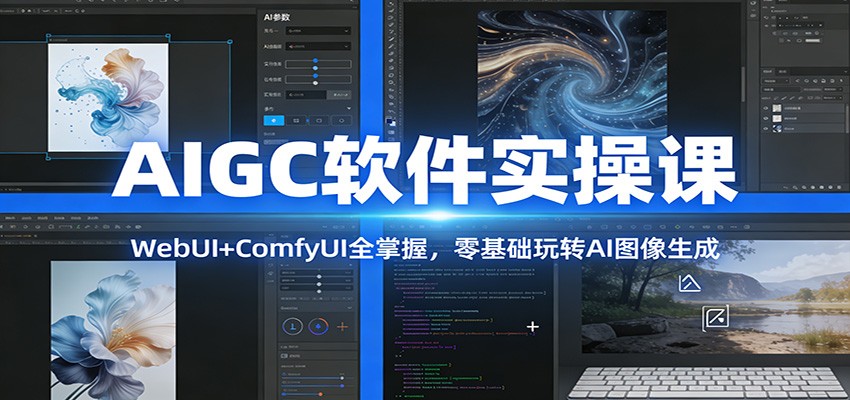 AIGC软件实操课：WebUI+ComfyUI全掌握，零基础玩转AI图像生成-极客网创