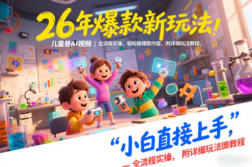 26年爆款新玩法，儿童科普AI视频，全流程实操，轻松做爆款内容，小白直接上手，附详细玩法教程-极客网创