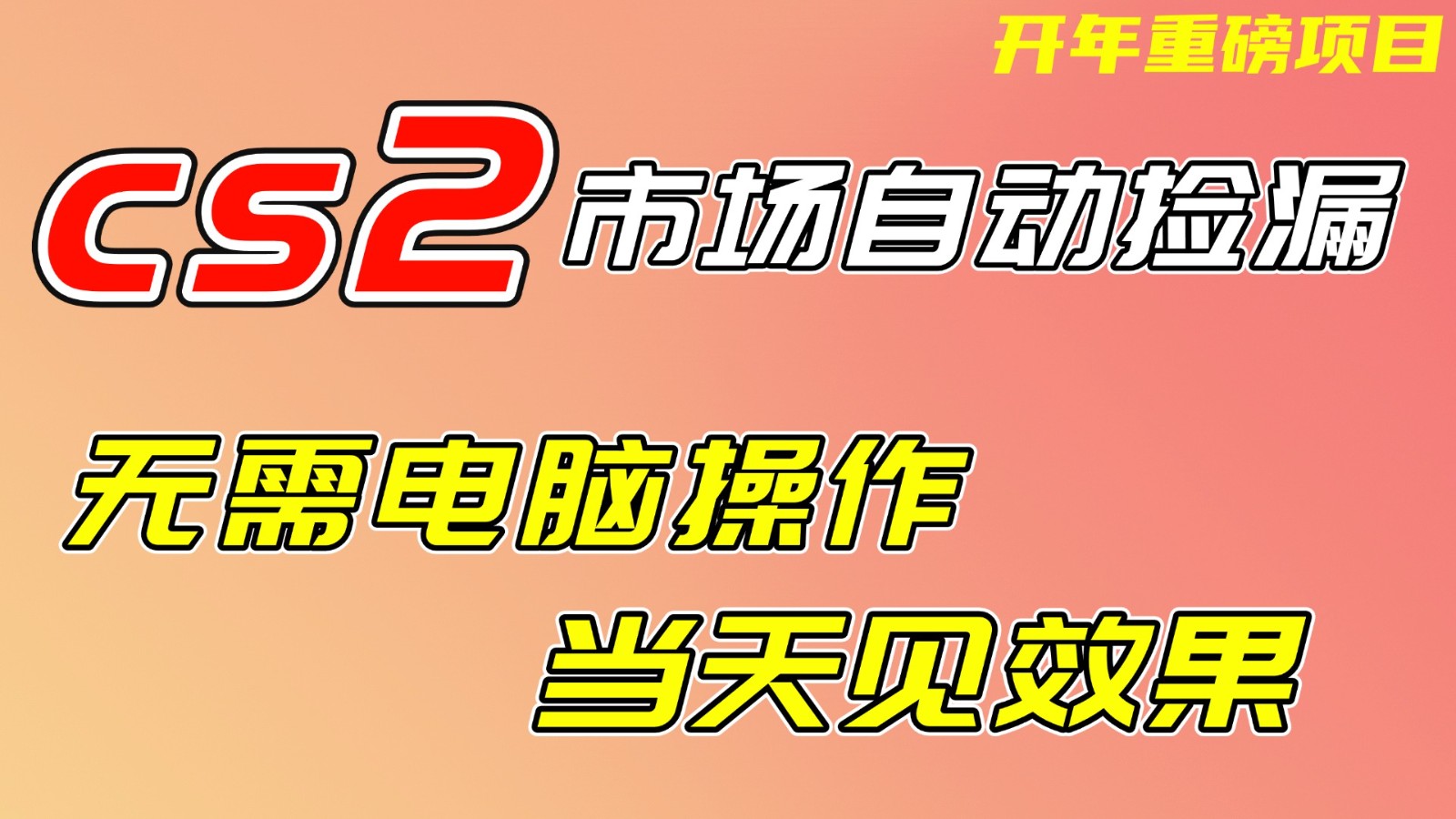 CS2市场挂机项，无需电脑操作，无需进入游戏，当天见效果，支持任何形式验证-极客网创