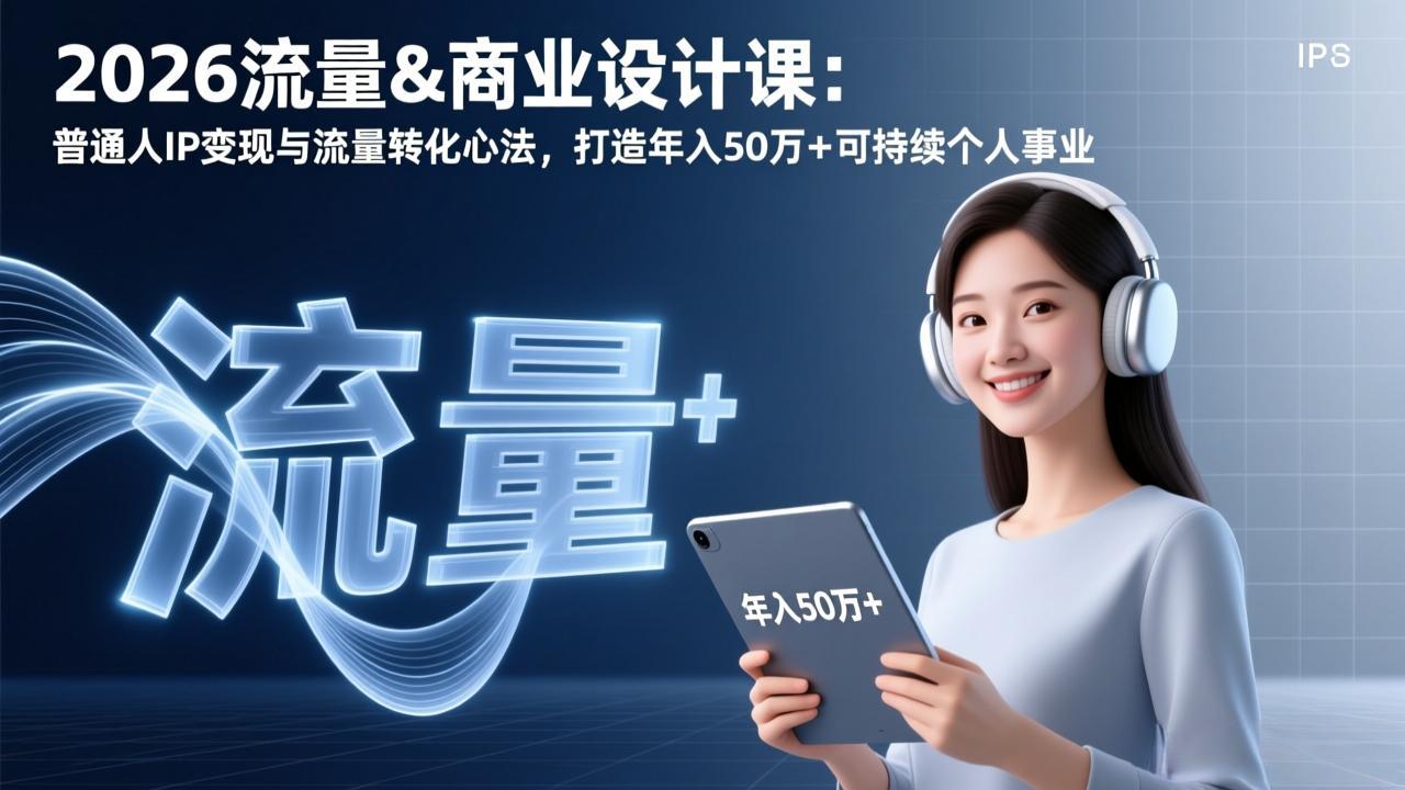 2026流量&商业设计课:普通人IP变现与流量转化心法,打造年入50万+可持续个人事业-极客网创