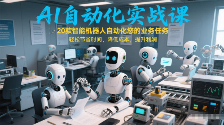 AI自动化实战课：20款智能机器人自动化您的业务任务，轻松节省时间，降低成本，提升利润-极客网创