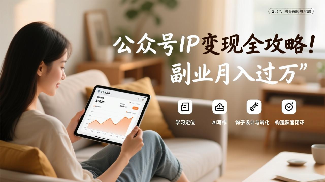 公众号IP变现全攻略,学习定位、AI写作、钩子设计与转化,构建获客闭环,副业月入过万-极客网创
