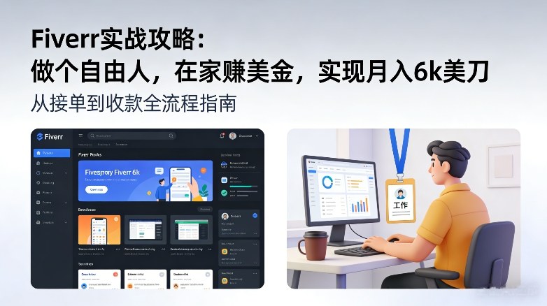 Fiverr实战攻略，做个自由人，在家賺美金，实现月入6k美刀-极客网创