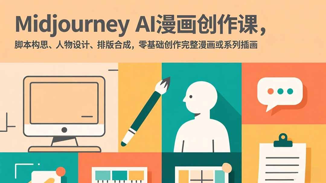 Midjourney AI漫画创作课，脚本构思、人物设计、排版合成，零基础创作完整漫画或系列插画-极客网创