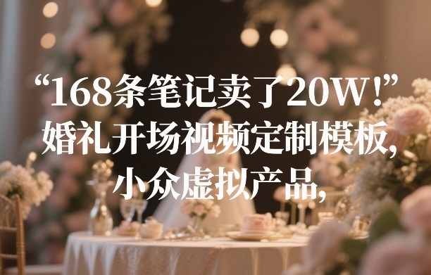 168条笔记卖了20W！婚礼开场视频定制模板，小众虚拟产品-极客网创