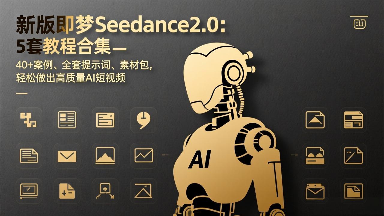 新版即梦Seedance2.0：5套教程合集，40+案例、全套提示词、素材包，轻松做出高质量AI短视频-极客网创