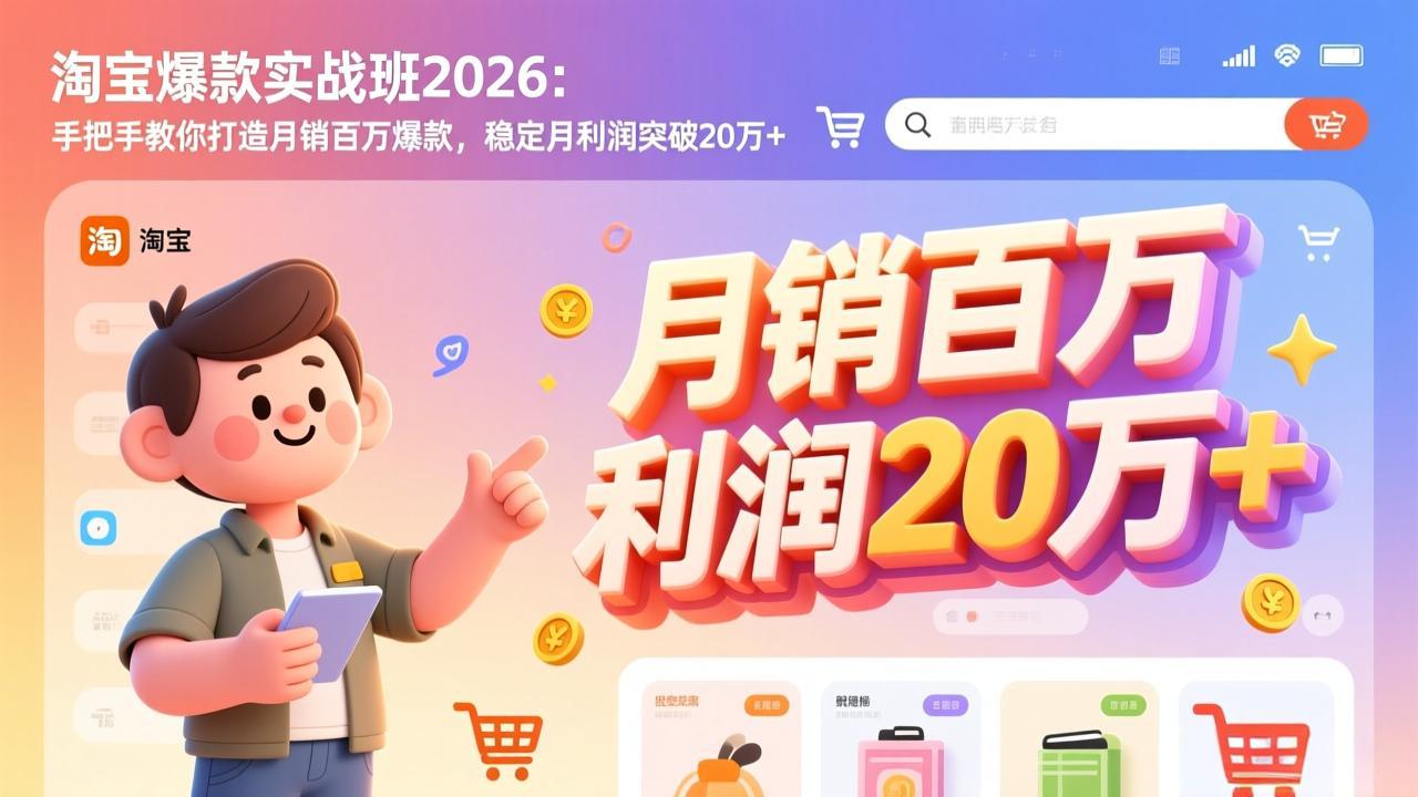 淘宝爆款实战班-2026年2月更新：手把手教你打造月销百万爆款，稳定月利润突破20万+-极客网创