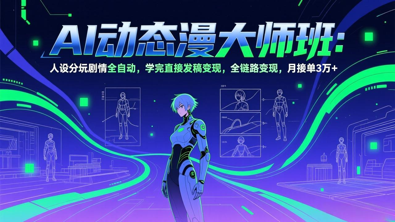 AI动态漫剧大师班：人设分镜剧情全自动，学完直接发稿变现，全链路变现，月接单3万+-极客网创
