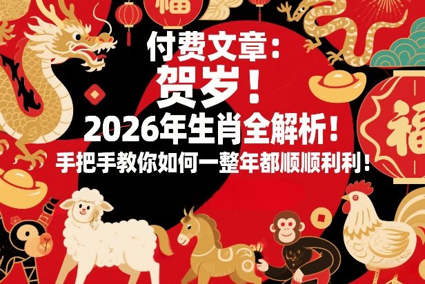 付费文章：贺岁！2026年生肖全解析！手把手教你如何一整年都顺顺利利！-极客网创