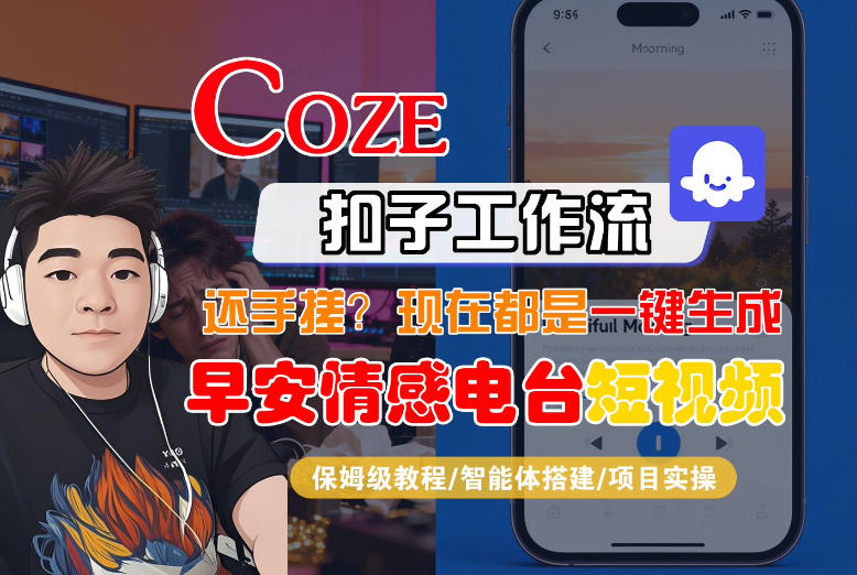 【Coze工作流搭建实操教程】【coze】早安情感电台日签视频还在手动做？用扣子工作流自动生成，省时90%-极客网创