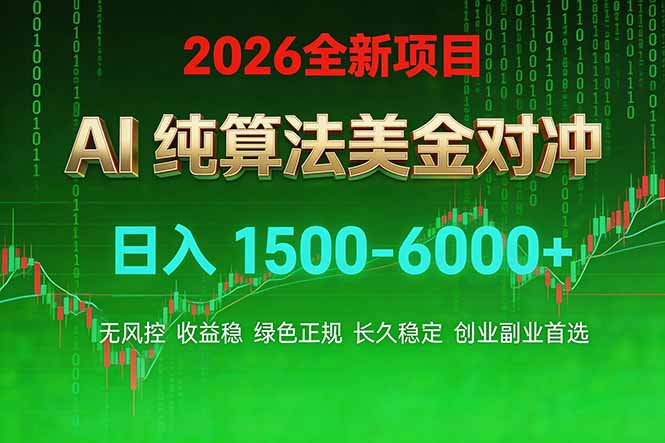 2026 全新美金对冲项目,不套平台赠金,不封号,纯算法对冲,日入 1500-6000+-极客网创